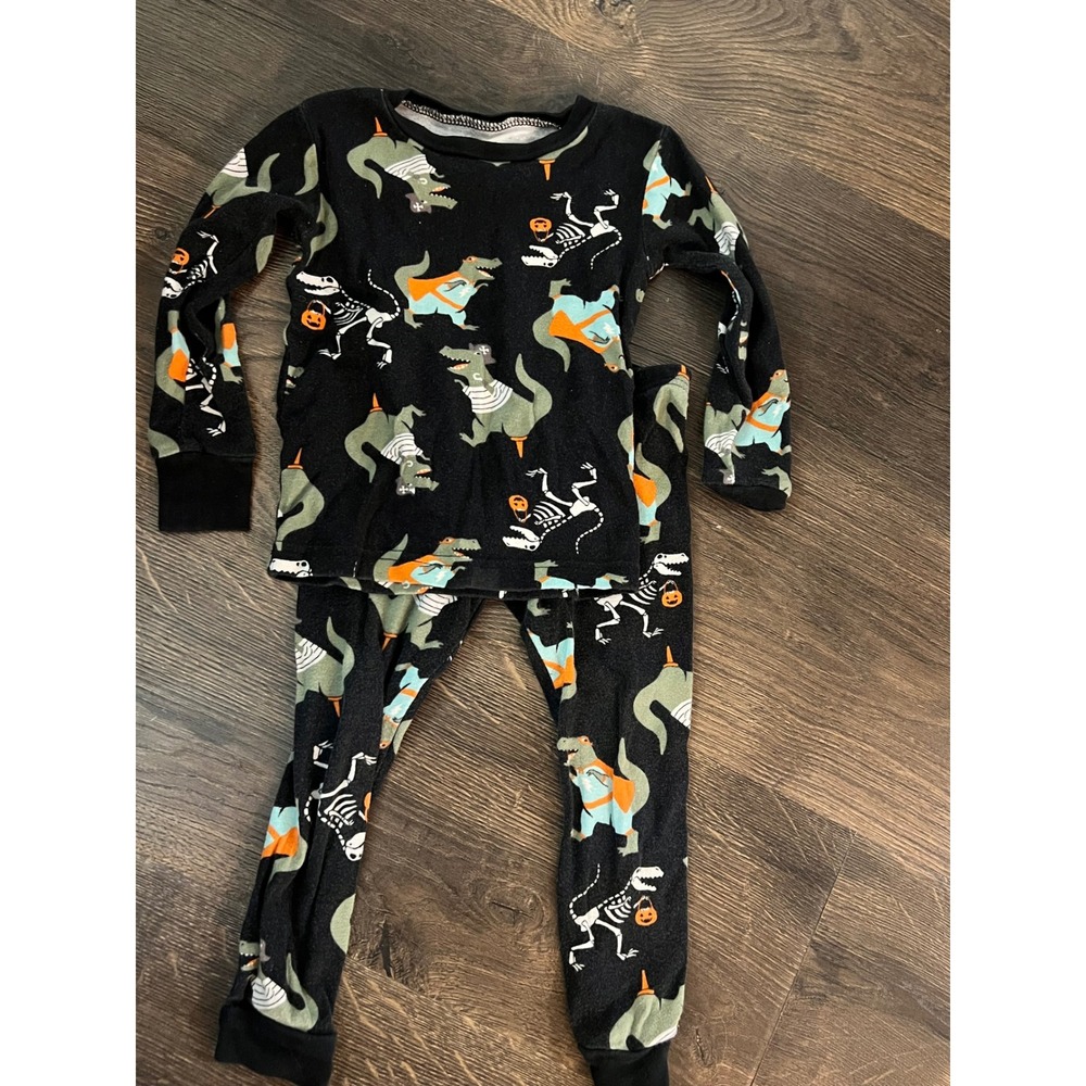 Just One You Carters Kids 2T Halloween Pirate Dinosaur Skeleton Pajama Set Black